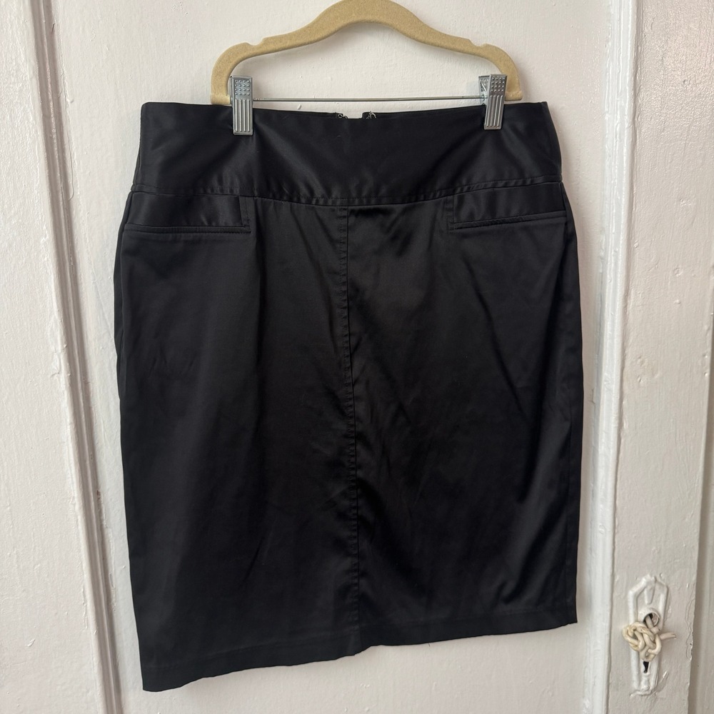 Whimsigoth Dark Fairy Y2K Satin Black Pencil Short Skirt Zip Minimalist Womens M